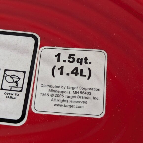 NWT Chefmate Fun Bright Red Swirl Large Oval Baker 1 1/2 Quart Stoneware - Picture 4 of 16